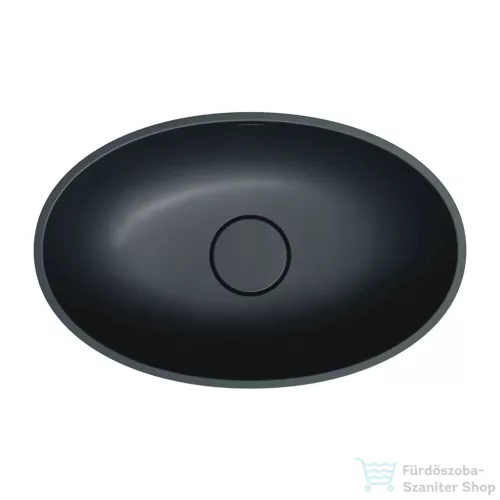 OMNIRES SHELL M+ 50x32 cm-es pultra ültethető mosdó leeresztő nélkül, matt fekete lava SHELL500UNBLV