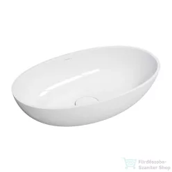   OMNIRES SHELL M+ 60x35 cm-es pultra ültethető mosdó leeresztő nélkül, fényes fehér SHELLUNBP