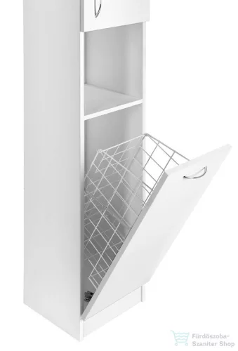 AQUALINE SIMPLEX ECO állószekrény szennyeskosárral, 30x180x30cm, matt fehér (SIME310)