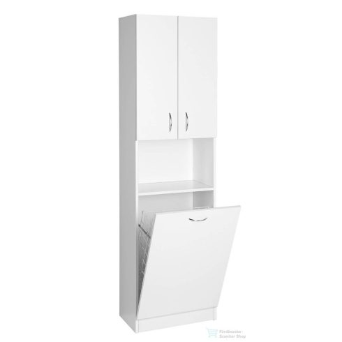 AQUALINE SIMPLEX ECO állószekrény szennyeskosárral, 50x180x30cm, matt fehér (SIME510)