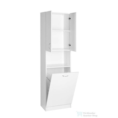 AQUALINE SIMPLEX ECO állószekrény szennyeskosárral, 50x180x30cm, matt fehér (SIME510)