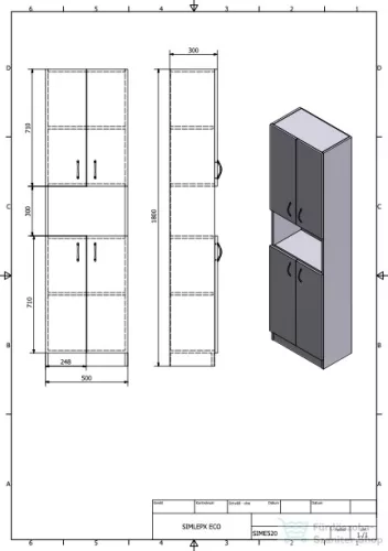 AQUALINE SIMPLEX ECO állószekrény, 50x180x30cm, matt fehér (SIME520)