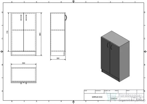AQUALINE SIMPLEX ECO állószekrény, 50x86x30cm, matt fehér (SIME540)