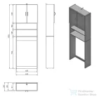 AQUALINE SIMPLEX ECO állószekrény mosógép fölé, 63x25x190cm (SIME715)