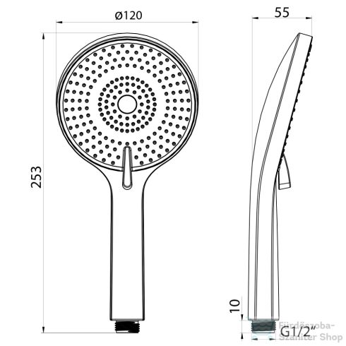 Sapho kézizuhany, 3 funkciós, átm.:120mm, ABS/matt arany (SK879GB)