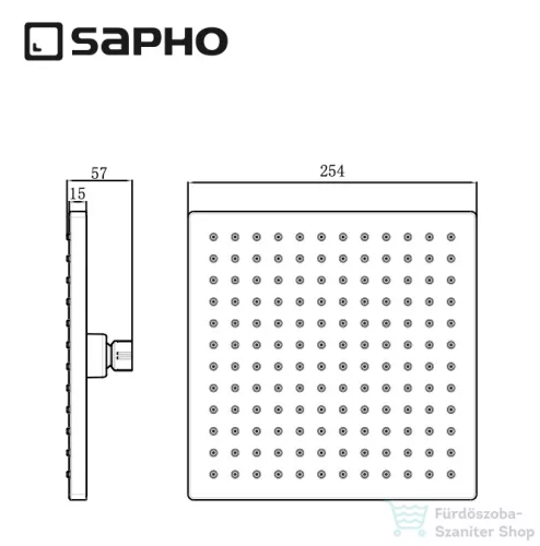 Sapho Fejzuhany, szögletes, 250x250mm, ABS/króm (SK950)