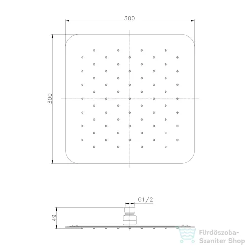 Sapho Slim szögletes fejzuhany, 300x300mm, matt arany (SF317)