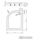 Radaway Laros E 100x80 íves aszimmetrikus zuhanytálca ST 90 zuhanyszifonnal jobbos SLE81017-01R