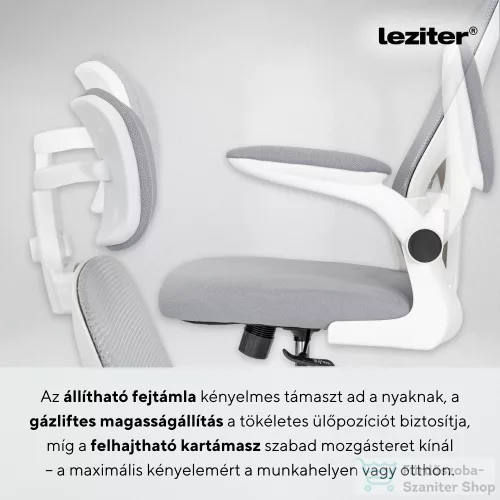 Leziter Flexo ergonomikus irodai forgószék deréktámasszal fehér SLO-124-6