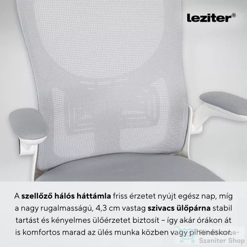 Leziter Flexo ergonomikus irodai forgószék deréktámasszal fehér SLO-124-6