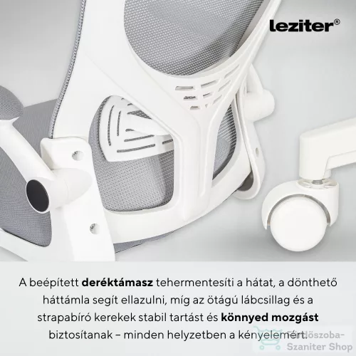 Leziter Flexo ergonomikus irodai forgószék deréktámasszal fehér SLO-124-6