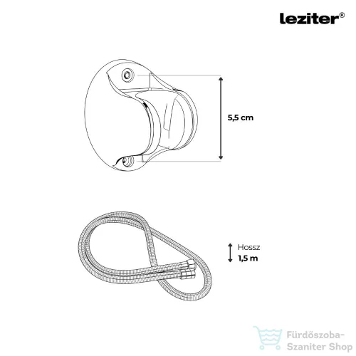Leziter Lili 5 funkciós kézizuhany tömlővel tartóval szürke SM-1184-GR