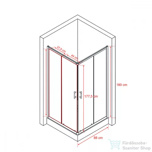 Leziter Spirit Mátrix 90x90-es szögletes zuhanykabin SM90A