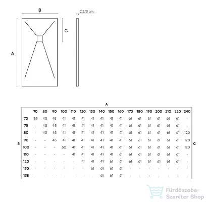 Zenon Smart Slate 130x150 cm-es zuhanytálca, Moka SMSL130150MO