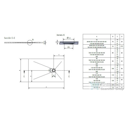 Zenon Smart Slate 80x170 cm-es zuhanytálca, New Pearl SMSL80170NEW