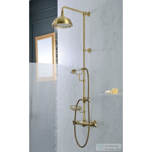 Sapho SASSARI zuhanyoszlop termosztátos csapteleppel, szappantartóval, fej- és retró kézizuhannyal, 1250mm, bronz SR322BR