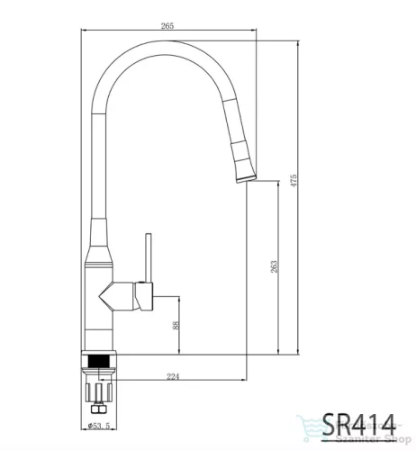 Sapho SILI mosogató-csaptelep, szilikon cső, 224/263/475mm, fekete/króm (SR426)