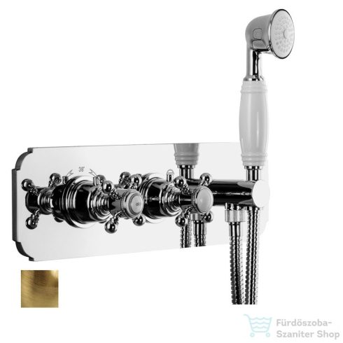 Sapho SASSARI falba süllyesztett termosztátos zuhanycsaptelep, 2-irányú váltóval, zuhanyszettel, bronz SR493BR