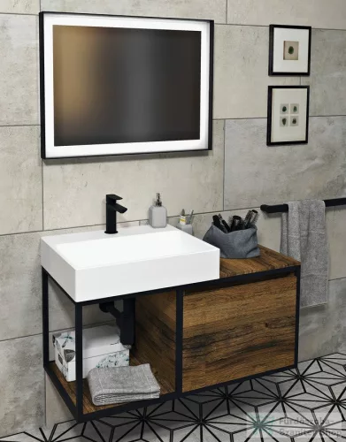 Sapho SORT tükör LED világítással, 120x70cm, matt fekete ST120