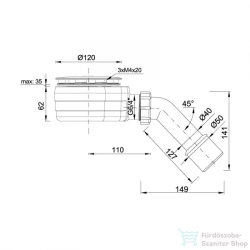 Radaway ST620 zuhanytálca szifon, fekete