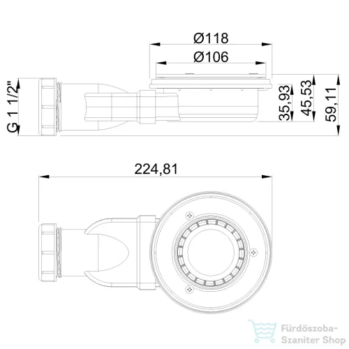 Invena ALVERO Slim zuhanytálca szifon,  SU-AK-702-H