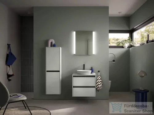 Duravit SIVIDA 132x40x24 cm-es, 2 ajtós középmagas szekrény fekete fogantyúval, jobbos, matt halványzöld SV1319RHHHH0000