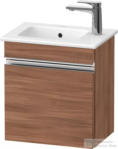 Duravit SIVIDA 40x28,7 cm-es, 1 ajtós alsószekrény króm színű fogantyúval, mosdó és csaptelep nélkül, balos, matt dió SV4642L10790000