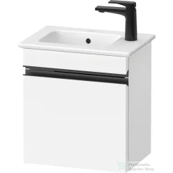   Duravit SIVIDA 40x28,7 cm-es, 1 ajtós alsószekrény fekete színű fogantyúval, mosdó és csaptelep nélkül, balos, matt fehér SV4642LBD180000