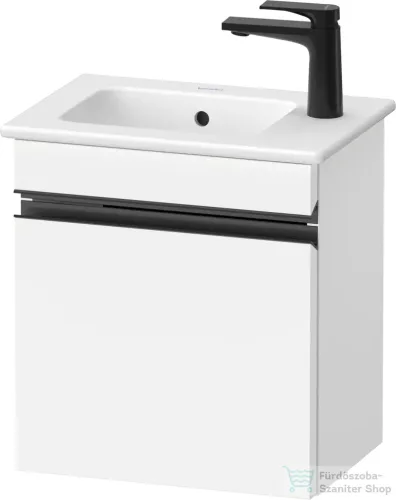 Duravit SIVIDA 40x28,7 cm-es, 1 ajtós alsószekrény fekete színű fogantyúval, mosdó és csaptelep nélkül, balos, matt fehér SV4642LBD180000
