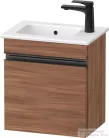 Duravit SIVIDA 40x28,7 cm-es, 1 ajtós alsószekrény fekete színű fogantyúval, mosdó és csaptelep nélkül, balos, matt dió SV4642LBD790000
