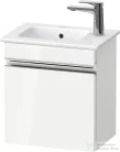 Duravit SIVIDA 40x28,7 cm-es, 1 ajtós alsószekrény króm színű fogantyúval, mosdó és csaptelep nélkül, jobbos, fényes fehér SV4642R10220000