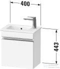 Duravit SIVIDA 40x28,7 cm-es, 1 ajtós alsószekrény króm színű fogantyúval, mosdó és csaptelep nélkül, jobbos, fényes fehér SV4642R10220000