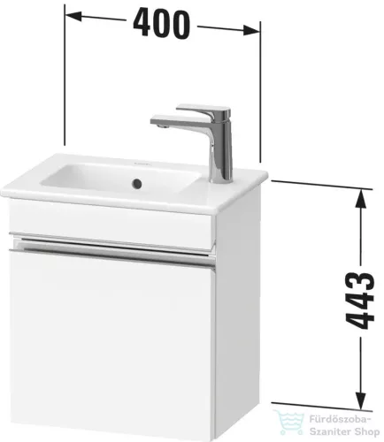 Duravit SIVIDA 40x28,7 cm-es, 1 ajtós alsószekrény króm színű fogantyúval, mosdó és csaptelep nélkül, jobbos, fényes fehér SV4642R10220000