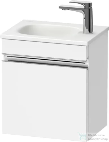 Duravit SIVIDA 40x29,5 cm-es, 1 ajtós alsószekrény króm színű fogantyúval, mosdó és csaptelep nélkül, balos, matt fehér SV4649L10180000