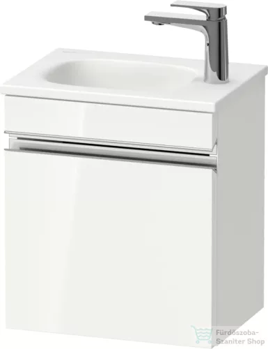Duravit SIVIDA 40x29,5 cm-es, 1 ajtós alsószekrény króm színű fogantyúval, mosdó és csaptelep nélkül, balos, fényes fehér SV4649L10220000