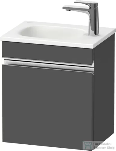 Duravit SIVIDA 40x29,5 cm-es, 1 ajtós alsószekrény króm színű fogantyúval, mosdó és csaptelep nélkül, balos, matt grafit SV4649L10490000