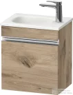 Duravit SIVIDA 40x29,5 cm-es, 1 ajtós alsószekrény króm színű fogantyúval, mosdó és csaptelep nélkül, balos, márványos tölgy SV4649L10550000