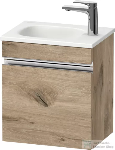 Duravit SIVIDA 40x29,5 cm-es, 1 ajtós alsószekrény króm színű fogantyúval, mosdó és csaptelep nélkül, balos, márványos tölgy SV4649L10550000