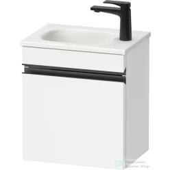   Duravit SIVIDA 40x29,5 cm-es, 1 ajtós alsószekrény fekete színű fogantyúval, mosdó és csaptelep nélkül, balos, matt fehér SV4649LBD180000