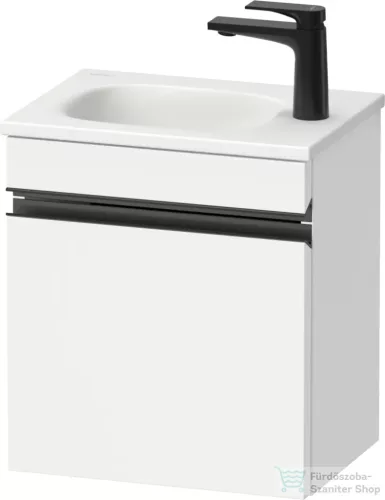 Duravit SIVIDA 40x29,5 cm-es, 1 ajtós alsószekrény fekete színű fogantyúval, mosdó és csaptelep nélkül, balos, matt fehér SV4649LBD180000