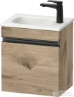 Duravit SIVIDA 40x29,5 cm-es, 1 ajtós alsószekrény fekete színű fogantyúval, mosdó és csaptelep nélkül, balos, márványos tölgy SV4649LBD550000