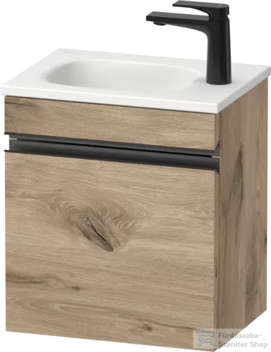 Duravit SIVIDA 40x29,5 cm-es, 1 ajtós alsószekrény fekete színű fogantyúval, mosdó és csaptelep nélkül, balos, márványos tölgy SV4649LBD550000