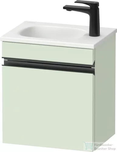 Duravit SIVIDA 40x29,5 cm-es, 1 ajtós alsószekrény fekete színű fogantyúval, mosdó és csaptelep nélkül, balos, matt halványzöld SV4649LBDHH0000