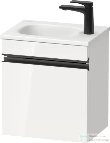 Duravit SIVIDA 40x29,5 cm-es, 1 ajtós alsószekrény fekete színű fogantyúval, mosdó és csaptelep nélkül, jobbos, fényes fehér SV4649RBD220000