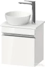 Duravit SIVIDA 40x29,5 cm-es, 1 ajtós alsószekrény króm színű fogantyúval, pult, mosdó és csaptelep nélkül, balos, fényes fehér SV4656L10220000
