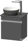 Duravit SIVIDA 40x29,5 cm-es, 1 ajtós alsószekrény króm színű fogantyúval, pult, mosdó és csaptelep nélkül, balos, matt grafit SV4656L10490000