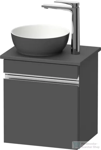 Duravit SIVIDA 40x29,5 cm-es, 1 ajtós alsószekrény króm színű fogantyúval, pult, mosdó és csaptelep nélkül, balos, matt grafit SV4656L10490000