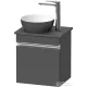 Duravit SIVIDA 40x29,5 cm-es, 1 ajtós alsószekrény króm színű fogantyúval, pult, mosdó és csaptelep nélkül, balos, matt grafit SV4656L10490000