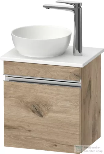 Duravit SIVIDA 40x29,5 cm-es, 1 ajtós alsószekrény króm színű fogantyúval, pult, mosdó és csaptelep nélkül, balos, márványos tölgy SV4656L10550000