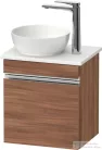 Duravit SIVIDA 40x29,5 cm-es, 1 ajtós alsószekrény króm színű fogantyúval, pult, mosdó és csaptelep nélkül, balos, matt dió SV4656L10790000